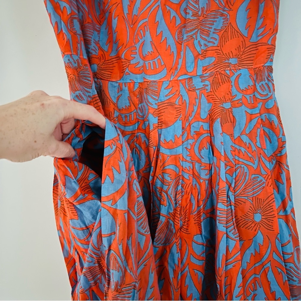 Talbots Orange and Blue Floral Midi Dress-2P - Picture 4 of 11